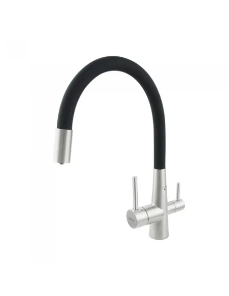 Смесители для кухни с подключением к фильтру Venta VS813SB, нержавеющая сталь, черный гофроизлив - 1