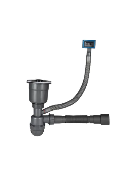 Сифон для кухонной мойки Lidz LK15 Bruch PVD Black с квадратным переливом - 1