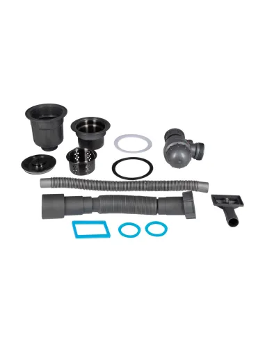 Сифон для кухонного миття Lidz LK15 Bruch PVD Black з квадратним переливом - 2