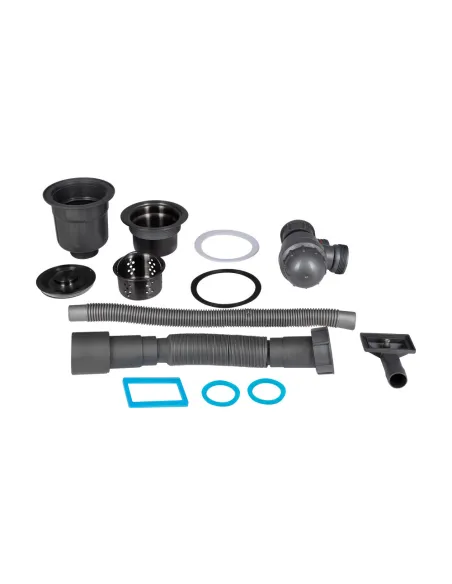 Сифон для кухонного миття Lidz LK15 Bruch PVD Black з квадратним переливом - 2