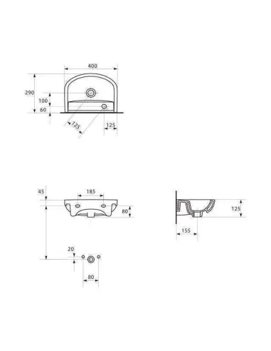 Керамическая раковина настенная Cersanit Arteco 40, мебельная, левая - 3