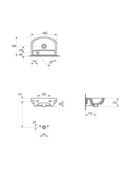 Керамическая раковина настенная Cersanit Arteco 40, мебельная, правая - 3