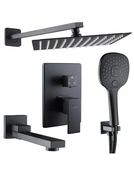 Душевая система Globus Lux Smart GLM-305N-BB с душевым набором, черная, скрытого монтажа - 1