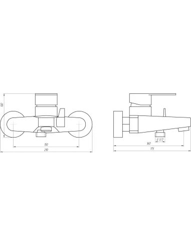 Смеситель для ванны Globus Lux MAIN SM-102N с душевым набором - 5