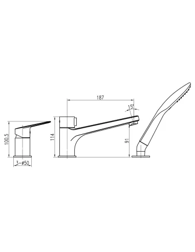 Смеситель для ванны Topaz Capri TCA-15111-H43-BL, черный, скрытого монтажа - 7