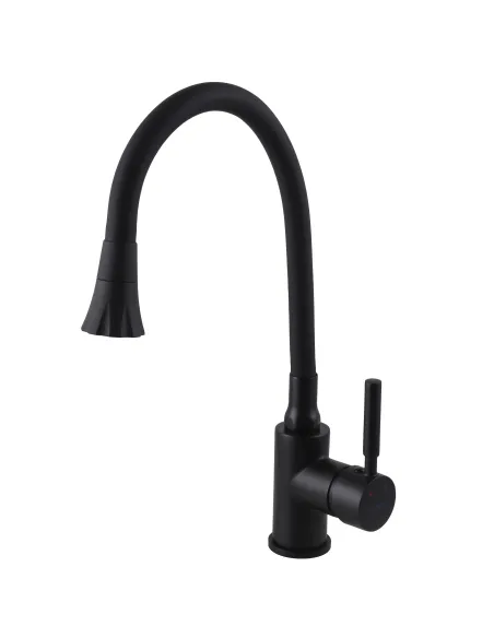 Смеситель для кухни с гибким изливом Globus Lux Lazer GLLR-0203SA-BB-B01, душевая насадка, черный - 1