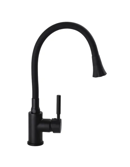 Смеситель для кухни с гибким изливом Globus Lux Lazer GLLR-0203SA-BB-B01, душевая насадка, черный - 2