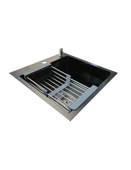 Кухонная мойка прямоугольная Romzha Arta Nova U-550 BL с дозатором и корзиной, 600 х 450 х 230 мм - 2