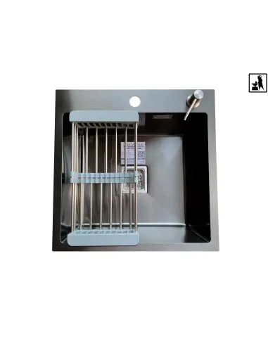 Кухонная мойка прямоугольная Romzha Arta Nova U-550 BL с дозатором и корзиной, 600 х 450 х 230 мм - 6