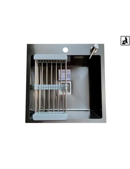 Кухонная мойка прямоугольная Romzha Arta Nova U-550 BL с дозатором и корзиной, 600 х 450 х 230 мм - 6