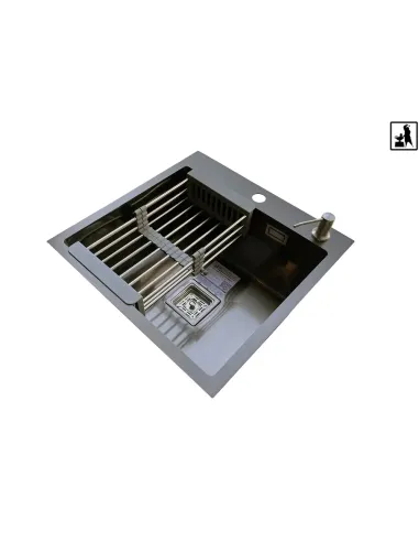 Кухонная мойка прямоугольная Romzha Arta Nova U-550 BL с дозатором и корзиной, 600 х 450 х 230 мм - 7