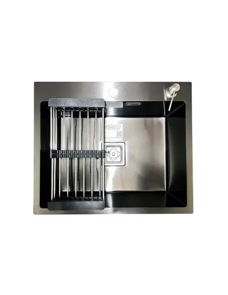 Кухонная мойка прямоугольная Romzha Arta Nova U-550 Max BL с дозатором и корзиной, 600 х 500 х 230 мм - 1