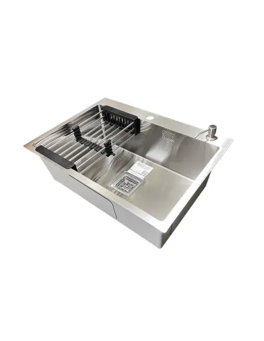 Кухонная мойка прямоугольная Romzha Arta Nova U-650 Max с дозатором и корзиной, 700 х 500 х 230 мм - 5