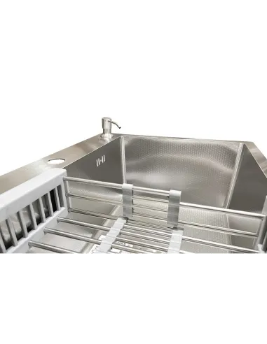 Кухонная мойка прямоугольная Romzha Arta Carbon U-550 с дозатором и корзиной, 600 х 450 х 230 мм - 9