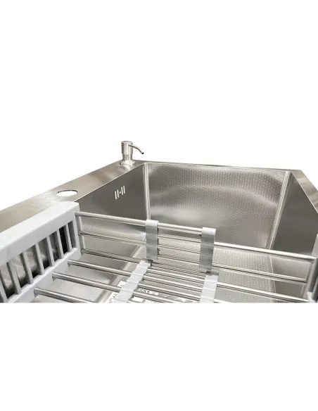 Кухонная мойка прямоугольная Romzha Arta Carbon U-550 с дозатором и корзиной, 600 х 450 х 230 мм - 9