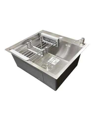 Кухонная мойка квадратная Romzha Arta Carbon U-490 с дозатором и корзиной, 540 х 480 х 230 мм - 3