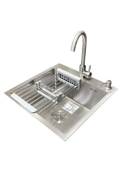 Кухонная мойка квадратная Romzha Arta Carbon U-450 с дозатором и корзиной, 500 х 500 х 230 мм - 1