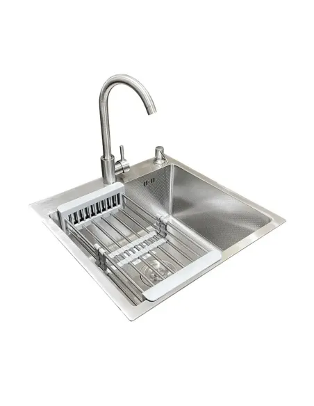 Кухонная мойка квадратная Romzha Arta Carbon U-450 с дозатором и корзиной, 500 х 500 х 230 мм - 2