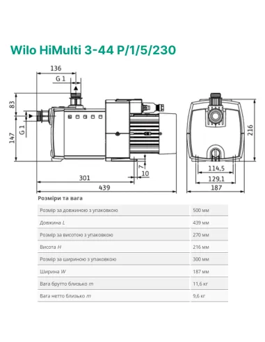 Центробежный поверхностный насос Wilo HiMulti 3-44 P/1/5/230 0.6 кВт - 3