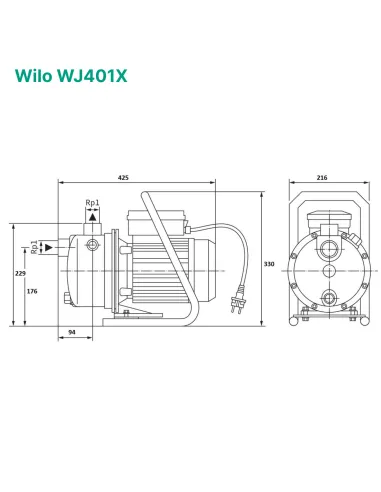 Відцентровий поверхневий насос Wilo WJ401X 1.3 кВт - 3