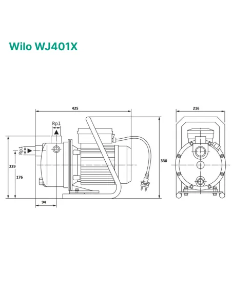 Відцентровий поверхневий насос Wilo WJ401X 1.3 кВт - 3