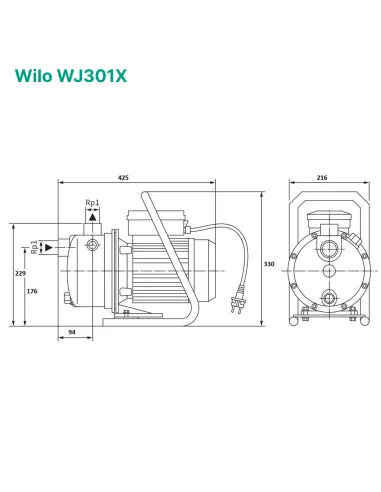 Центробежный поверхностный насос Wilo WJ301X 1.1 кВт - 2