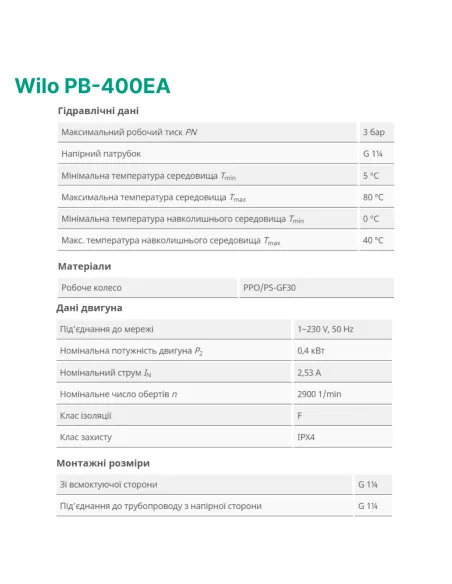 Центробежный поверхностный насос Wilo PB-200 0.2 кВт - 2
