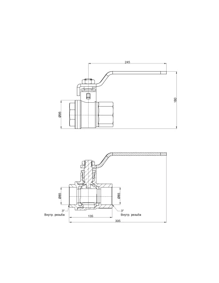 Кран шаровой прямой SD Plus ВР SD600W76 3 дюйма - 2