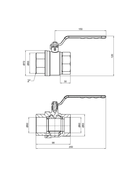 Кран шаровой для газа SD Plus ВР SD600NG50PN40 2 дюйма - 2