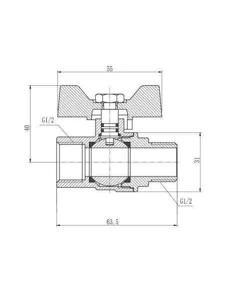 Кран шаровой для газа SD Forte ВН SF607G15 1/2 дюйма - 2