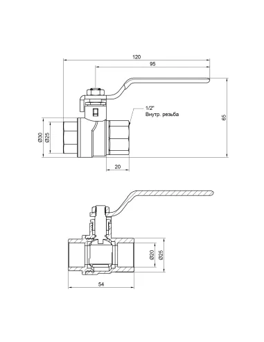 Кран шаровой прямой SD Forte ВН SF600W15 1/2 дюйма - 2