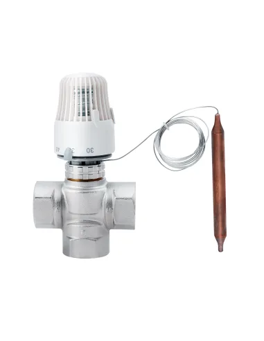 Кран для радиатора SD Forte SF362W25 1 дюйм, трехходовой, термостатичный - 3