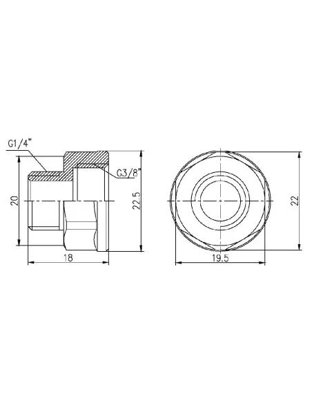 Переходник латунный SD Forte ВН SF36096 3/8 х 1/4 дюйма - 2