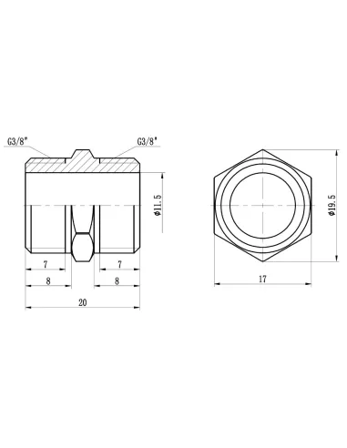 Ниппель латунный SD Forte SF3589 3/8 дюйма - 2