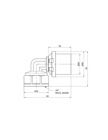 Уголок - пресс Icma №405 ВР 26 х 3/4 дюйма, для МП труб - 2