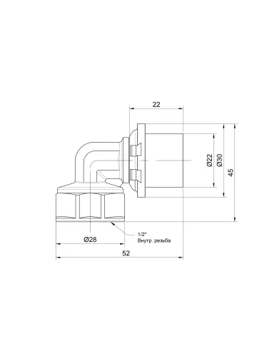 Уголок - пресс Icma №405 ВР 20 х 1/2 дюйма, для МП труб - 2