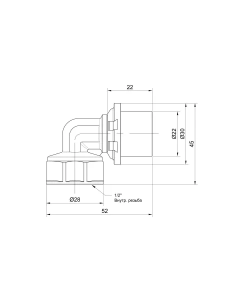 Уголок - пресс Icma №405 ВР 20 х 1/2 дюйма, для МП труб - 2