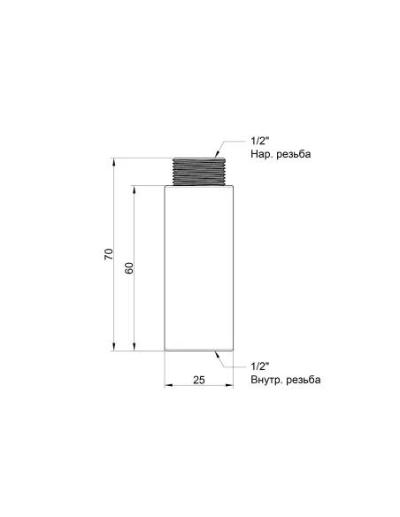 Удлинитель латунный Icma №19 60 х 1/2 дюйма, хром - 2