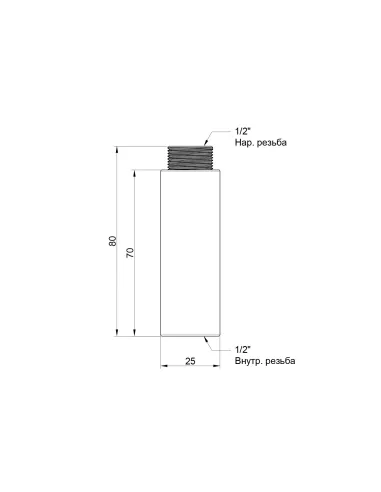 Удлинитель латунный Icma №19 70 х 1/2 дюйма, хром - 2