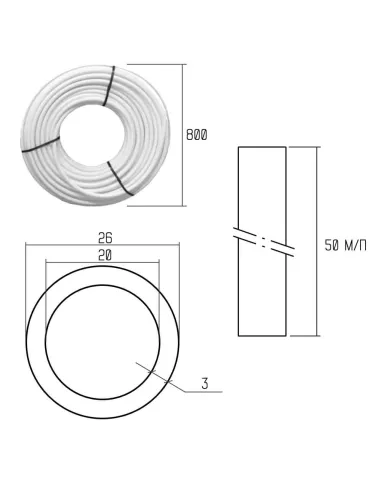 Труба металлопластиковая Icma Pe-Al-Pert №Р199 26 х 3 мм, бухта 50 м - 2