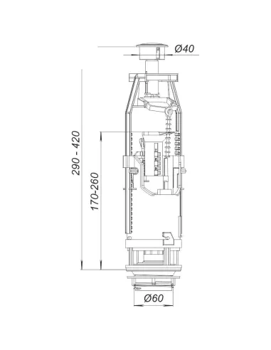 Комплект арматури для зливного бачка SoloPlast 1/2 дюйма, з двома режимами зливу АБК2-01 - 3