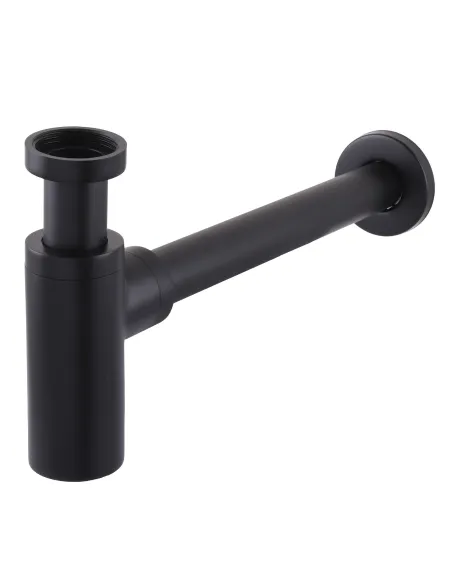 Сифон для раковини Globus Lux GSB-32-125-BB, 1 1/4 дюйма, чорний, циліндричний - 1