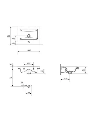 Меблевий умивальник Cersanit Como 50 з отвором - 2