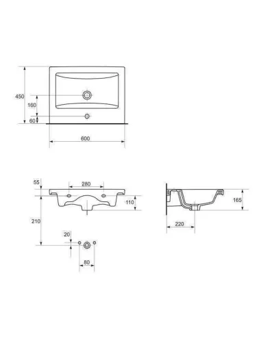 Меблевий умивальник Cersanit Como 60 з отвором - 2
