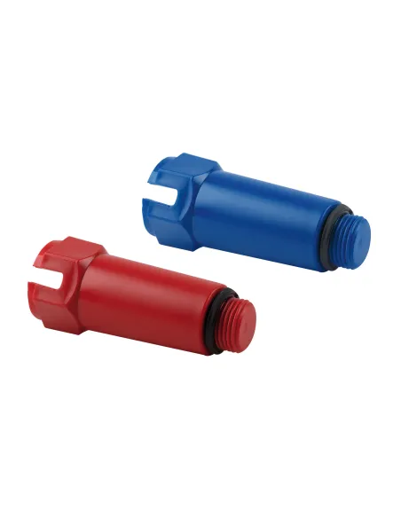 Заглушка удлиненная для полипропиленовых труб Thermo Alliance 1/2 дюйма, наружная резьба, синяя/красная - 1