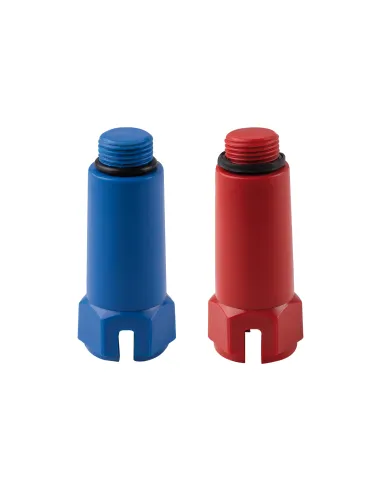 Заглушка подовжена для поліпропіленових труб Thermo Alliance 1/2 дюйма, зовнішнє різьблення, синє/червоне - 3