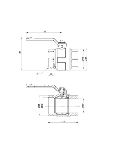 Кран кульовий прямий Icma №350 2 дюйми - 2