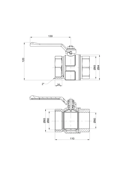Кран кульовий прямий Icma №350 2 дюйми - 2