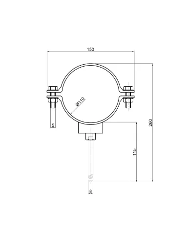 Хомут для трубы 110 мм TA Sewage пластиковый, в сборе с гайкой и дюбелем - 2