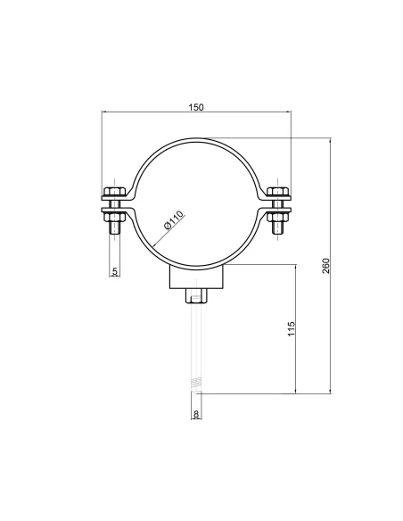 Хомут для труби 110 мм TA Sewage пластиковий, в зборі з гайкою та дюбелем - 2